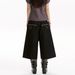 Retro American Denim Black Cropped Shorts for Women Loose Wide Leg Simple Style New Summer Fashion Men And Women_mkmklike.com
