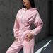 European American Style Autumn Winter Women's Solid Color Waist Cinch Hooded Sweatshirt And Sports Casual Long Pants_mkmklike.com
