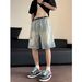 Men's Loose Fitting Plus Size Light Washed Denim Shorts Summer Thin Ripped Distressed Mid-Length Casual Beachwear_mkmklike.com