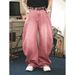 Retro Baggy Men's Jeans With Rhinestone Details, Oversized Loose Fit Denim Pants For Streetwear & Hip-Hop Style, Comfortable Cotton Blend Trousers_mkmklike.com