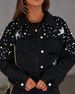 Women's Clothing Fashion Heavy Beaded Women's Loose Denim Jacket 3248_mkmklike.com