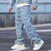 Men's Stylish Straight-Leg Jeans - Comfortable Loose Fit Casual Denim Pants For Teens & Young Adults_mkmklike.com