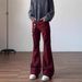 Men's High Waist Flared Jeans - Stretchy Comfort Fit, Red Leopard Print, Wide Leg Trousers For Casual Streetwear_mkmklike.com