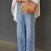 Korean Style High-Waisted Gentle Floral Print Jeans Slimming Straight Leg Versatile Wide Leg Pants NY851_mkmklike.com