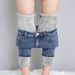 High Waist Fleece-Lined Jeans For Women - Winter Warm Stretch Skinny Pants With Vintage Wash (Blue Grey & Retro, Regular & Cropped Length)_mkmklike.com