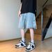 Men's Denim Summer Thin 2021 New Five-Point Brand Ins Korean Style Trendy Mid-Length Shorts_mkmklike.com