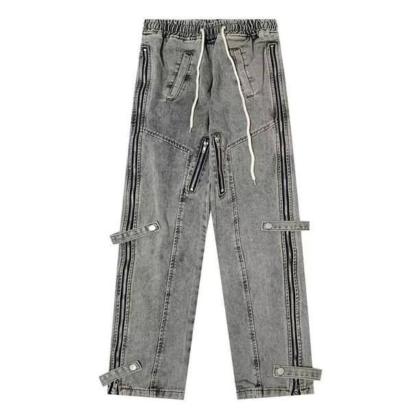 Men's Loose Fit Drawstring Jeans – American & Korean Style Retro Wide Leg Denim Pants (S-3XL, Comfortable & Trendy)_mkmklike.com