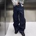 Vintage Americana Patchwork Jeans – A-Line Straight Leg Denim Pants With Floral Red Trim & Cargo Pockets (Unisex S-3XL, Distressed Blue Wash)_mkmklike.com