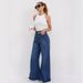 25 Cross-border Smx Jeans, Loose Wide-leg, Popular Floor-length Flared Pants, High-waisted Trendy Slimming Dark Blue_mkmklike.com