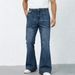 Men's Stretch Bootcut Jeans With Elastic Waist – Vintage Washed Denim (70% Cotton, Comfort Fit, Classic Bell Bottom, Casual & Retro Style)_mkmklike.com