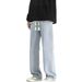 Men's Clothing Straight Leg Jeans, Spring Versatile Loose American High Street Casual US Embroidered Trousers_mkmklike.com