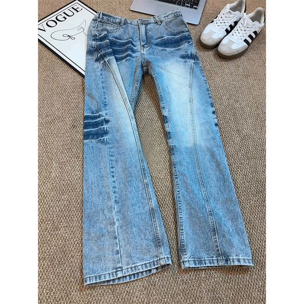 Men's Vintage High-Waisted Flared Jeans 70s Retro Wide-Leg Denim Lightweight Polyester Distressed Wash S-3XL_mkmklike.com