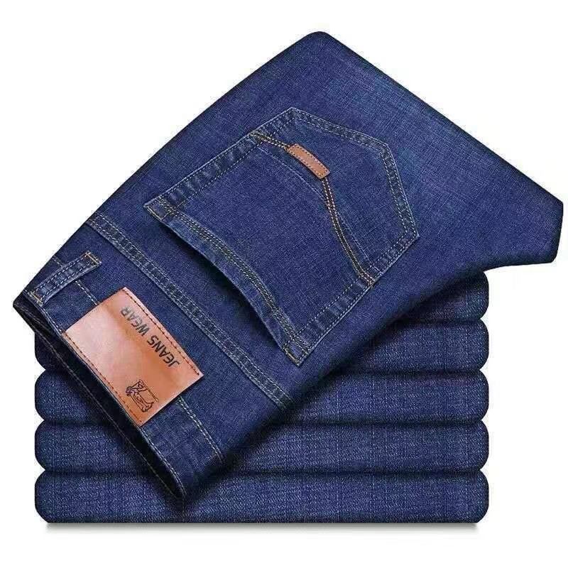 Men's Clothing New Elastic Plus Velvet Thickened High Waist Men's Jeans Men's Straight Loose Youth Men's Stall Clothing_mkmklike.com