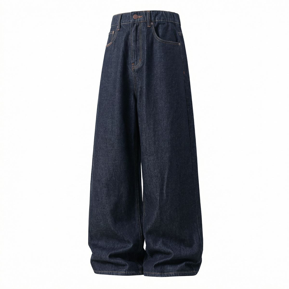 Men's Retro American Style Raw Denim Black Jeans Loose Casual Straight Leg Pants Contrasting Stitching Textured Trousers Spring Style_mkmklike.com