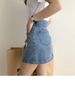 K Cowboy Midi Skirt, Women's New High Waist Slimming A-line Hip Hugging Skirt, Casual Short Skirt_mkmklike.com
