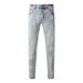 Pure European Style Jeans Trendy High Street Embroidered Ripped Graffiti Slim Fit Skinny Casual Long Pants Men's Clothing_mkmklike.com