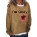 Women's Clothing I'M OKAY printed sweatshirt women's loose bat long sleeve top_mkmklike.com