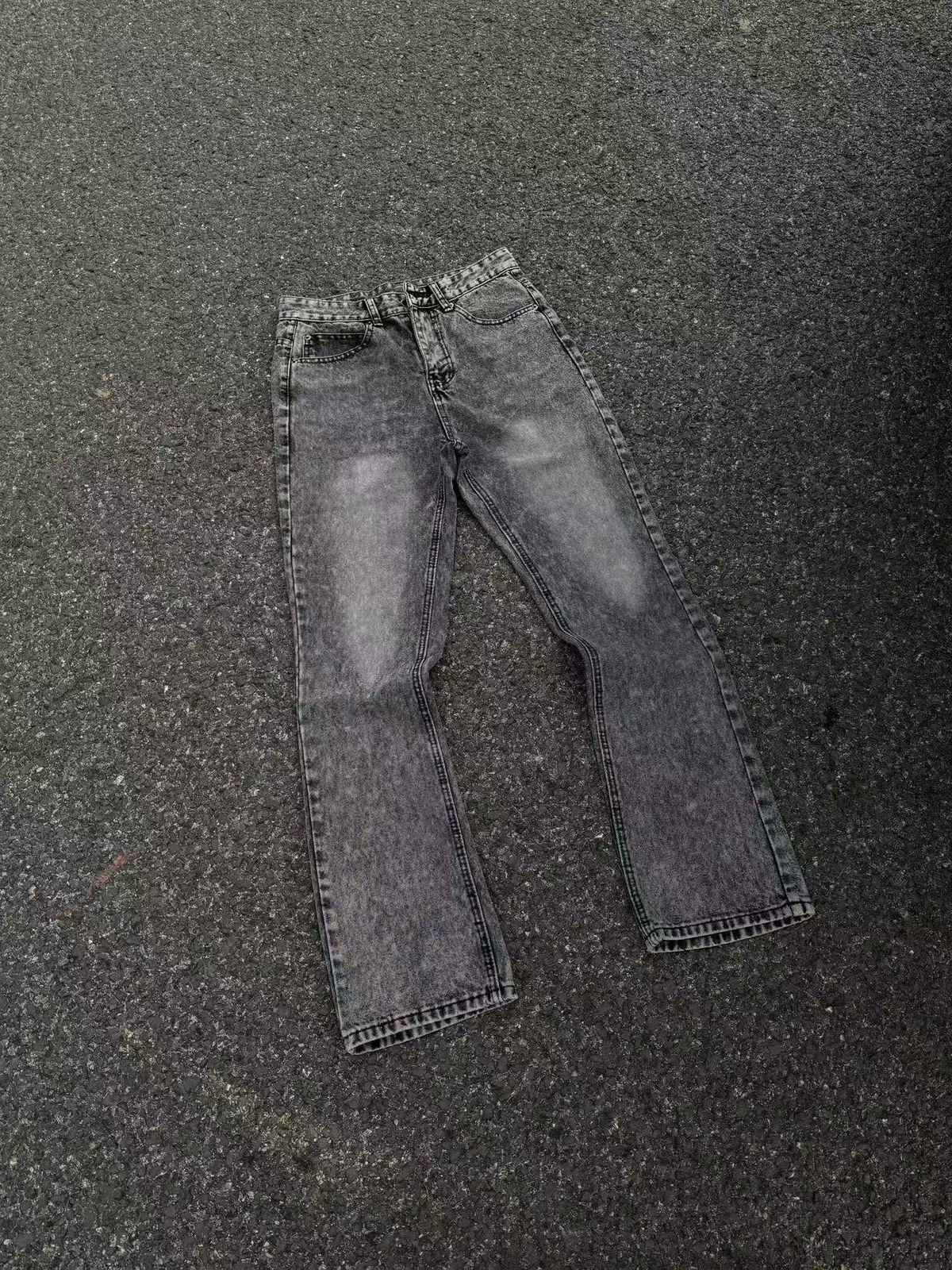 Black Grey Marble Washed Flare Jeans – High Waist Clean Fit Retro Denim Pants For Men & Women Fashion Trends_mkmklike.com