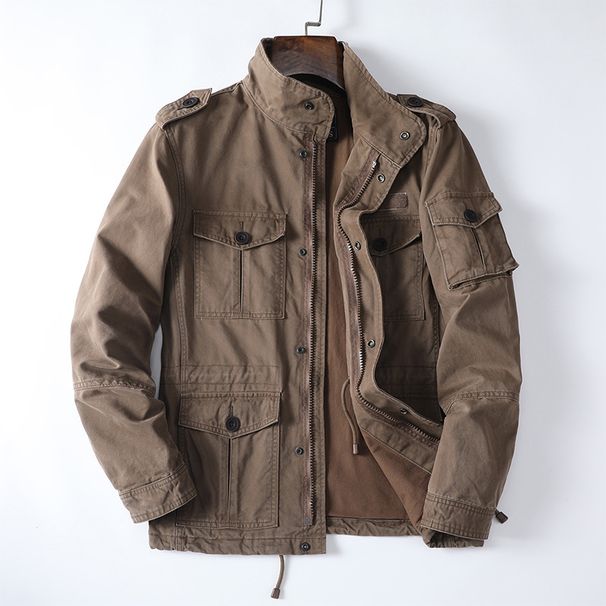 European American Retro Spring And Autumn Heavyweight All-Cotton Casual Men's Youth Jacket Loose Zipper In Stock_mkmklike.com
