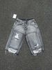 Men's Clothing Hole Loose Embroidery Washed Drape Casual Seven Point Denim Shorts_mkmklike.com