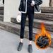 New Style Fleece-lined Thicked Wom's Jeans, Warm Cotton Elastic Slim-fit Pants, High-waisted Trdy Trousers For_mkmklike.com