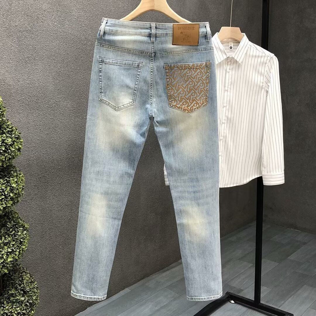 Men's Stretch Jeans – Slim Fit & Breathable For Summer (Sizes 28-36, Light Blue)_mkmklike.com
