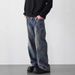 Men's Clothing Men's Straight Leg Washed Distressed Jeans Casual Trendy Sports High Street Japanese Retro Pants Spring Autumn For Students_mkmklike.com