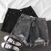 Summer High-Waisted Korean Style Denim Shorts for Women Loose Fit Ripped Tassel A-Line Wide Leg Hot Pants Trendy Brand New Arrival 2026_mkmklike.com