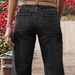 Women's Clothing Mid-Rise Straight Leg Jeans - Classic Black Stretchy Denim Pants With Flattering Wide Leg Fit_mkmklike.com