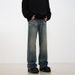 Men's Vintage Washed Distressed Jeans – Retro High Street Style, Straight Leg With Slight Flare (S-XXL)_mkmklike.com