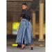 Women's Color Block Wide Leg Cropped Jeans Street Style Elastic Drawstring Pleated 2026 New Style Cross Border Independent Website_mkmklike.com