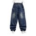Men's Distressed Denim Jeans – Relaxed Straight Fit High Street Pants With Drawstring Waist (Blue, M-Xxxl)_mkmklike.com