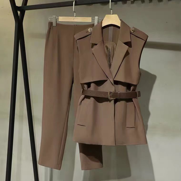 Women's Clothing women's temperament suits women's new professional formal wear sleeveless suit collar jacket two piece suit_mkmklike.com