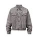 American Washed Gray Denim High Street Basic Short Jacket, Trendy Brand Versatile Top, Korean Version_mkmklike.com