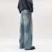 Vintage Washed Denim Jeans – Retro Splatter Paint Design, Straight-Leg Fit For Men (S-2XL)_mkmklike.com