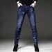 Men's Clothing Slim Fit Stretch Jeans – Classic Blue Washed Denim With Streetwear Edge_mkmklike.com