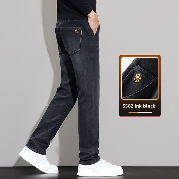 Thickened Men's Jeans Loose Straight Pants Stretch Casual Pants_mkmklike.com