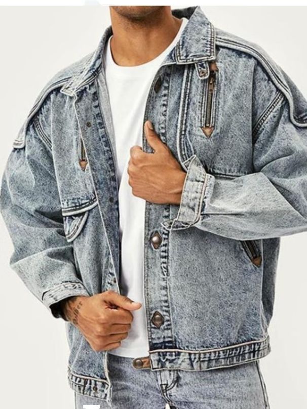 Men's Clothing American Retro Loose Jacket Long Sleeve Casual Trend New Men's Denim Tops Coat_mkmklike.com