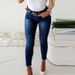 Elegant Slim Fit Jeans For Women - Butterfly Embroidery & Rhinestone Detailing, High-Slit Flared Hem, Stretchy Denim Pencil Pants_mkmklike.com