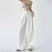 White Wide-leg Jeans For Women, Spring/summer, High-waisted, Pleated, Loose, Slimming, Hip-covering, Drapey,_mkmklike.com