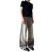 Y2K Vintage Washed Distressed High Street Cleanfit Jeans For Men - Relaxed Wide Leg Straight Denim Pants With Baggy Fit And Long Length (Gray, S-XXXL)_mkmklike.com