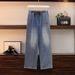 Summer Fashion Denim Two Piece Suit Elastic Trousers Hooded Jacket Women Wide Leg Stylish Loose Slim Two Piece Set_mkmklike.com