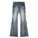 ELLE American Style Frayed Edge Slim Fit Flared Jeans For Women Vintage Pear Shape Body Hot Girl Design Niche High Waist Long_mkmklike.com