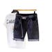Men's Trendy Black Denim Shorts 2024 American Style Five Point Mid-Length Casual Stretch Summer Loose Fit Pants_mkmklike.com