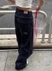 Men’s Clothing Large Size Retro Embroidery Loose Straight Jeans For Women Fat Girls Mm All Match Slim High Waist Wide Leg Pants_mkmklike.com