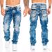 Men's Casual Distressed Straight Leg Jeans Trendy European American Style Hip Hop Pocket Trousers_mkmklike.com