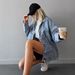 Women's Casual Long Sleeve Denim Jacket European American Style Drop Shoulder Button Front Loose Fit_mkmklike.com
