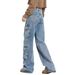 Men's Clothing Street Washed Distressed Workwear Jeans For Men Spring And Autumn Straight Loose High Street Vibe Style Long Pants_mkmklike.com