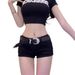 Trendy Girl Closet Plus Size European And American Style Hot Girl Black Y2K Denim Ultra Short Pants For Women Summer Low Waist Slimming_mkmklike.com