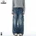 Men's Distressed Cargo Jeans - Streetwear Oversized Drop-Cut Denim Pants With Multi-Pockets For Hip-Hop & Grunge Style_mkmklike.com
